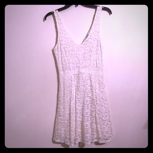 White Lace V-Neck Dress - Picture 1 of 4